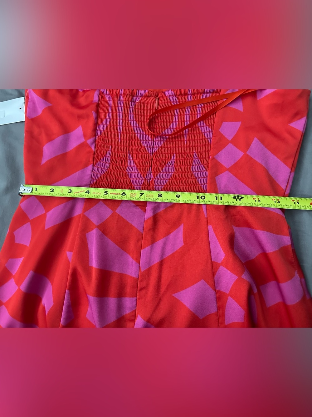 Gianni Bini Red and Pink Geometric Tie-Shoulder Mini Dress - size 10 - Picture 7 of 10
